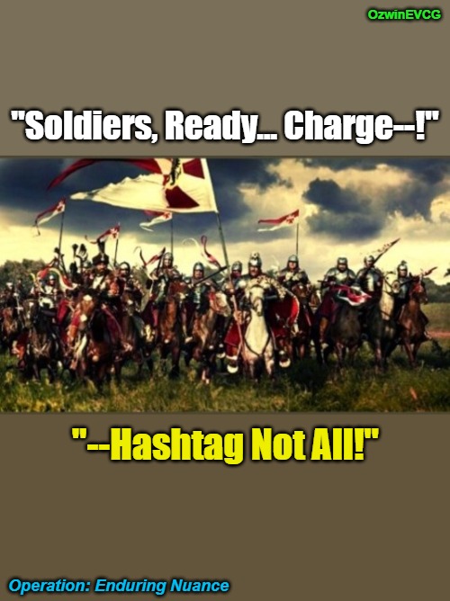 Operation: Enduring Nuance [NV] | OzwinEVCG; "Soldiers, Ready... Charge--!"; "--Hashtag Not All!"; Operation: Enduring Nuance | image tagged in poland,vienna,military history,islam,christianity,then and now | made w/ Imgflip meme maker