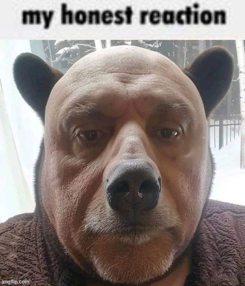 image tagged in my honest reaction,bear man | made w/ Imgflip meme maker