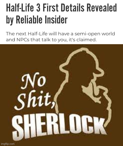 as if all half life games before that didn’t | image tagged in no shit sherlock | made w/ Imgflip meme maker