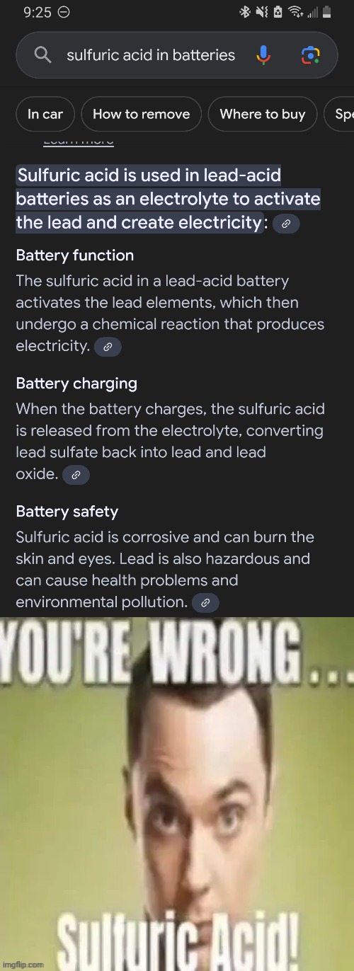 image tagged in youre wrong sulfuric acid | made w/ Imgflip meme maker