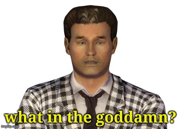 Benny What In The Goddam | what in the goddamn? | image tagged in benny what in the goddam | made w/ Imgflip meme maker