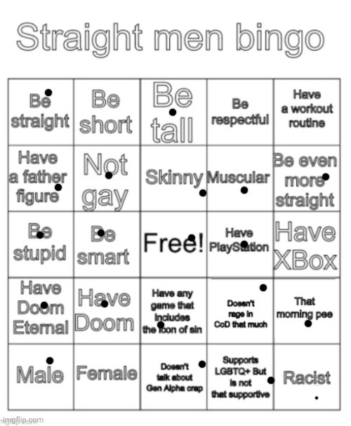 Straight men bingo | image tagged in straight men bingo | made w/ Imgflip meme maker