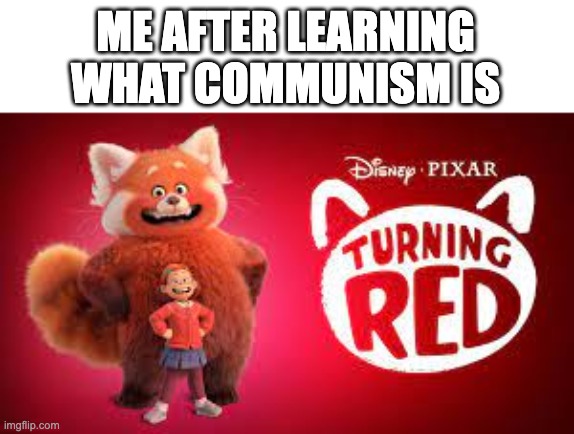 komunist | ME AFTER LEARNING WHAT COMMUNISM IS | image tagged in turning red,memes,communism | made w/ Imgflip meme maker