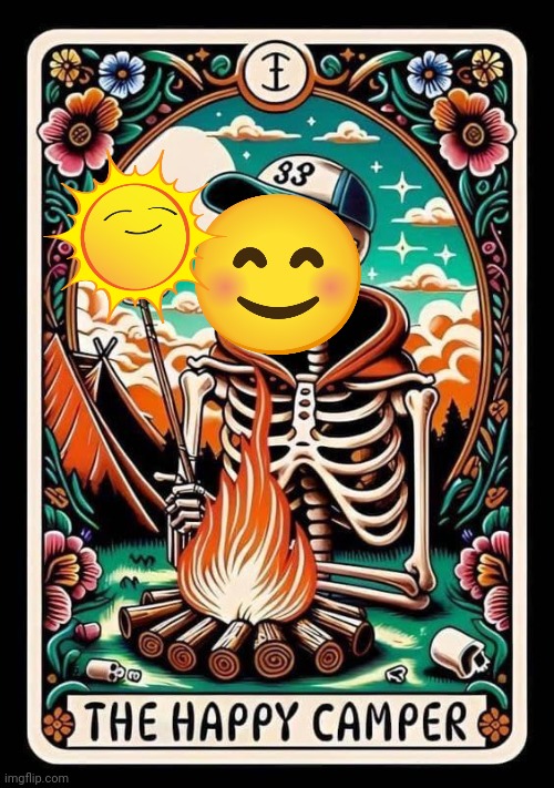 Tarot | The Happy Camper Wizard W/ Smile Mask And Sun Smile Wand Blank Meme Template