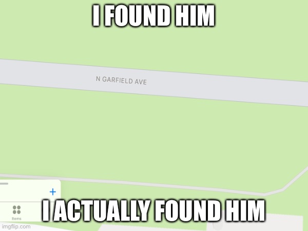 guys i found him | I FOUND HIM; I ACTUALLY FOUND HIM | image tagged in garfield | made w/ Imgflip meme maker