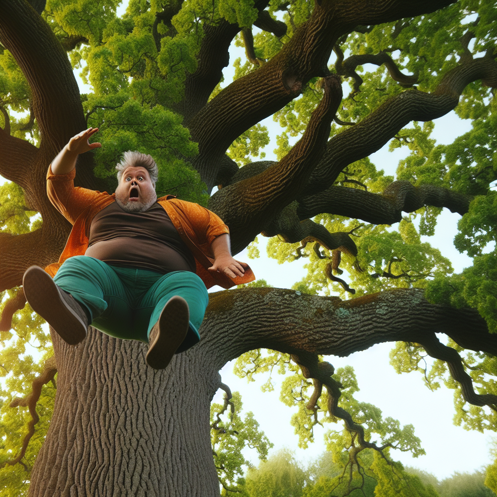 High Quality Fat man falling out of tree Blank Meme Template