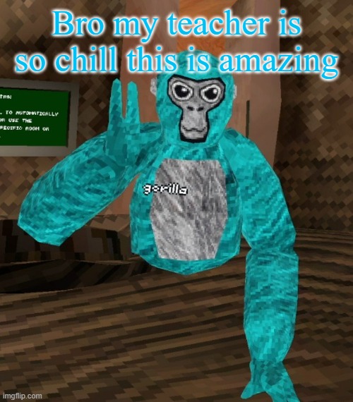 Monkey | Bro my teacher is so chill this is amazing | image tagged in monkey | made w/ Imgflip meme maker