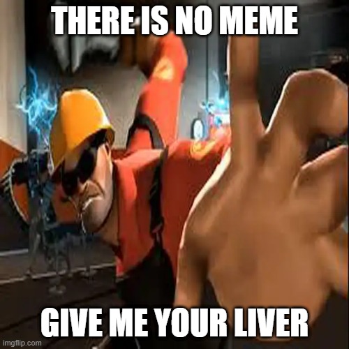 Engineer POV | THERE IS NO MEME; GIVE ME YOUR LIVER | image tagged in engineer pov | made w/ Imgflip meme maker