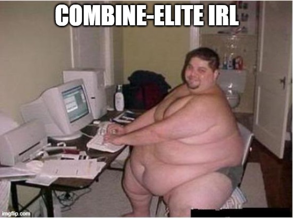 really fat guy on computer | COMBINE-ELITE IRL | image tagged in really fat guy on computer | made w/ Imgflip meme maker