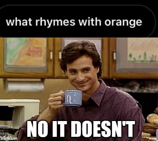 Does not ryhme | NO IT DOESN'T | image tagged in dad joke | made w/ Imgflip meme maker