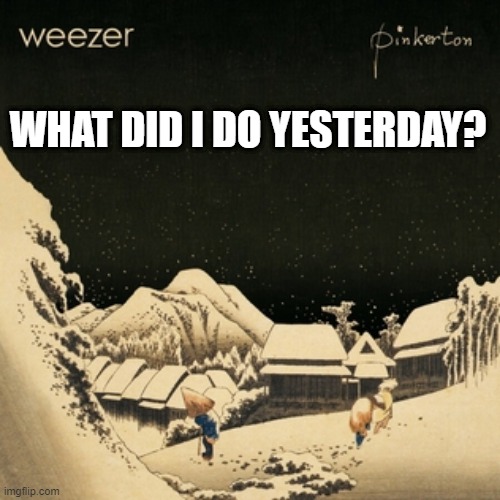 Weezer Butterfly | WHAT DID I DO YESTERDAY? | image tagged in weezer | made w/ Imgflip meme maker