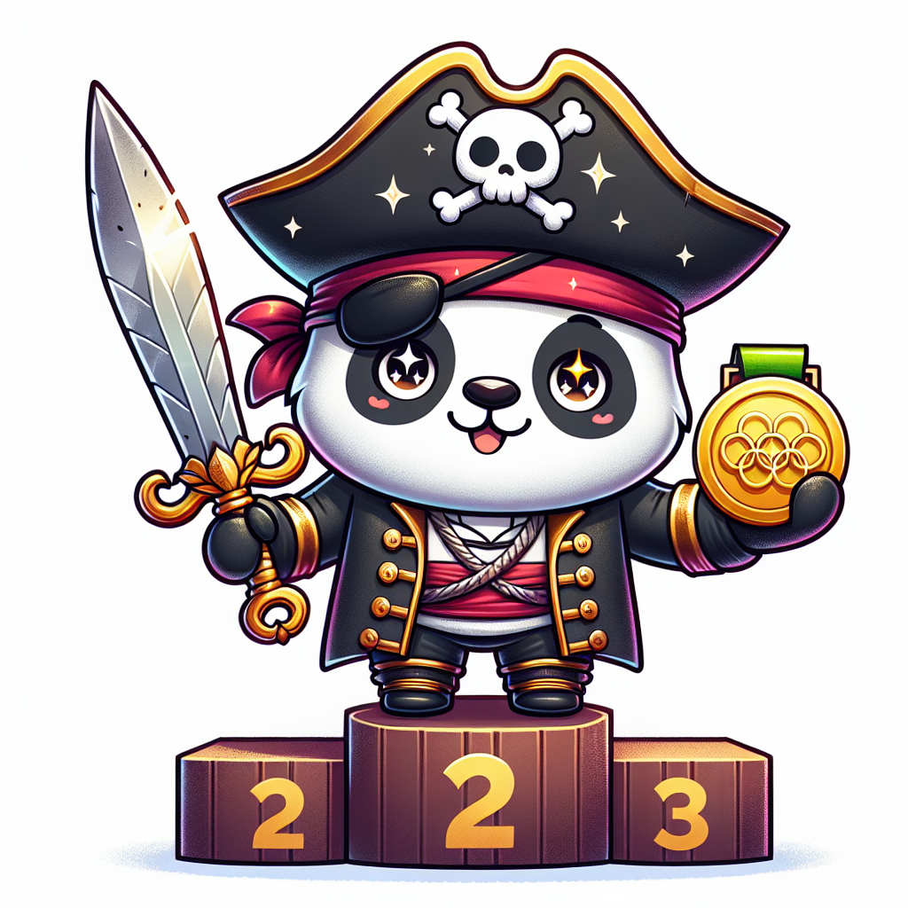 A cute cartoon panda dressed in a pirate outfit, holding a sword Blank Meme Template