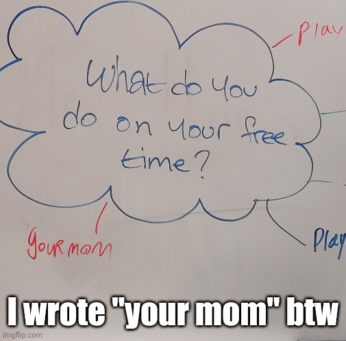 I wrote "your mom" btw | made w/ Imgflip meme maker