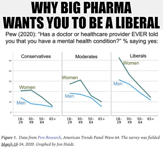 Liberalism is Mentally Unhealthy | WHY BIG PHARMA WANTS YOU TO BE A LIBERAL | image tagged in liberalism is mentally unhealthy | made w/ Imgflip meme maker