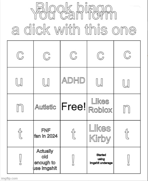 Blook bingo | image tagged in blook bingo | made w/ Imgflip meme maker