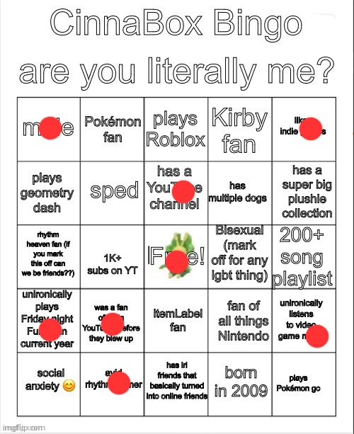 CinnaBox Bingo | image tagged in cinnabox bingo | made w/ Imgflip meme maker