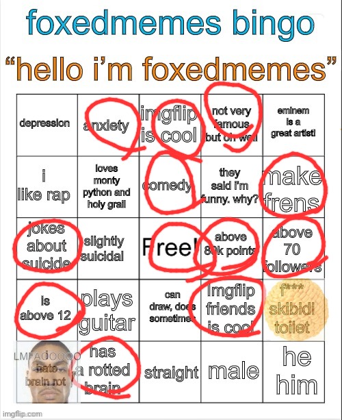 FoxedMemes Bingo | image tagged in foxedmemes bingo | made w/ Imgflip meme maker