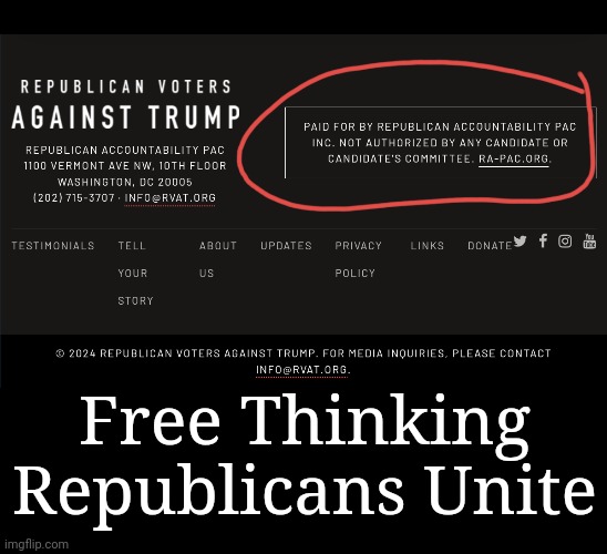 Free Thinking Republicans Unite | Free Thinking Republicans Unite | image tagged in republicans | made w/ Imgflip meme maker