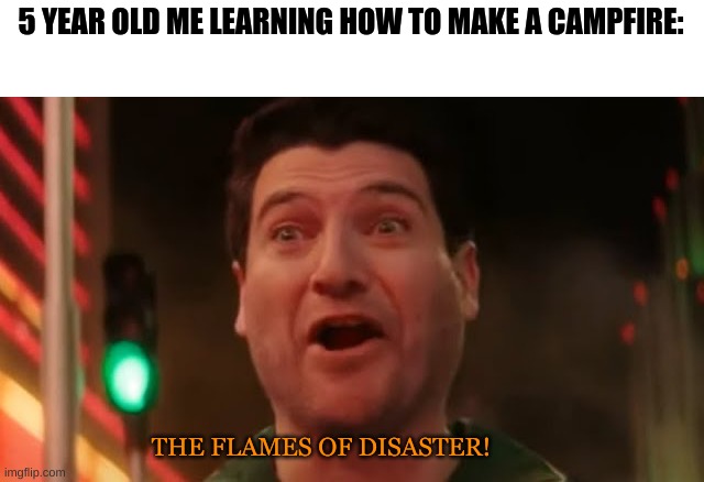 We can ROAST MARSHMALLOWS, too?! | 5 YEAR OLD ME LEARNING HOW TO MAKE A CAMPFIRE:; THE FLAMES OF DISASTER! | image tagged in the flames of disaster,sonic,funny | made w/ Imgflip meme maker