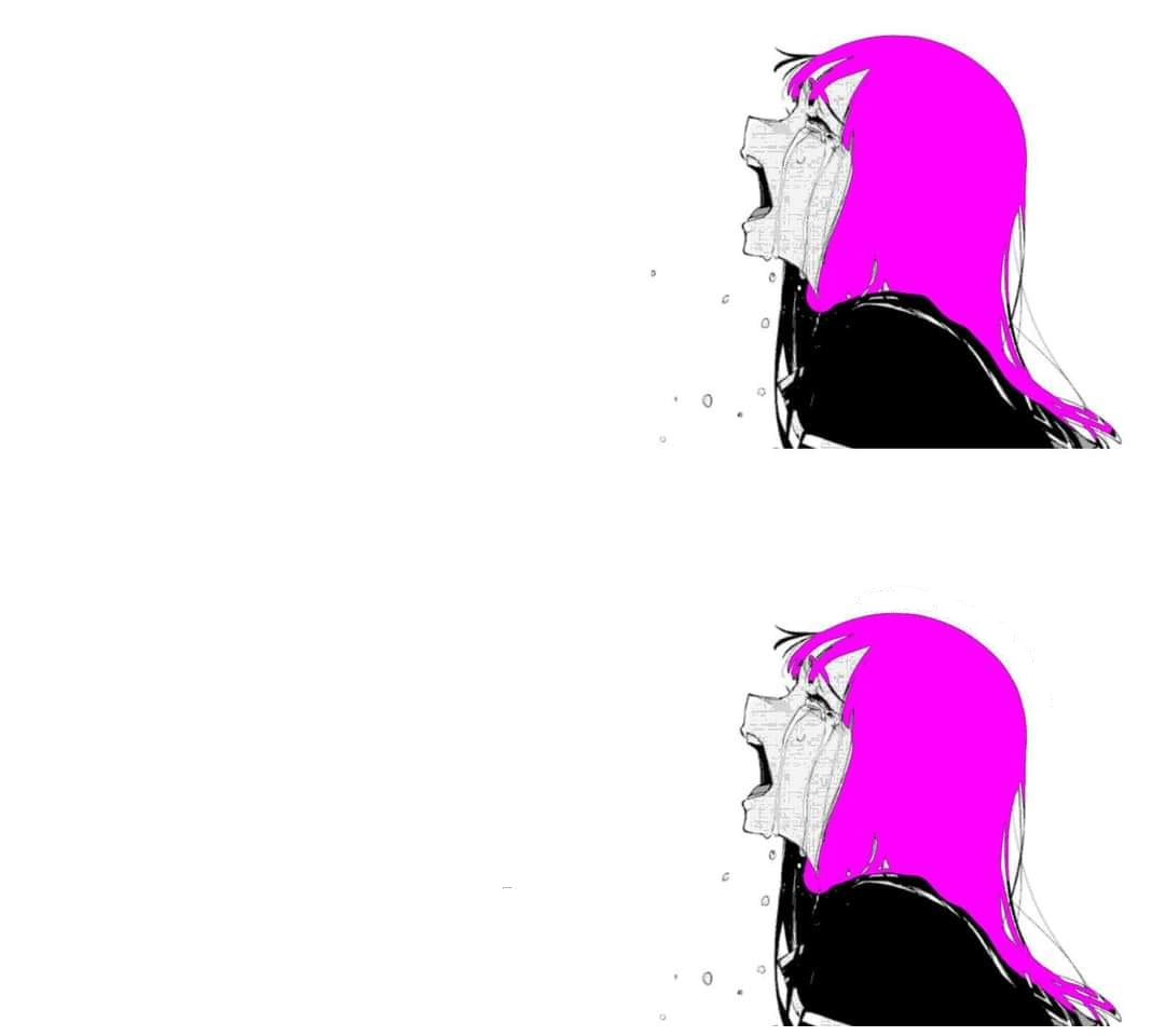 High Quality Woman crying pink hair Blank Meme Template