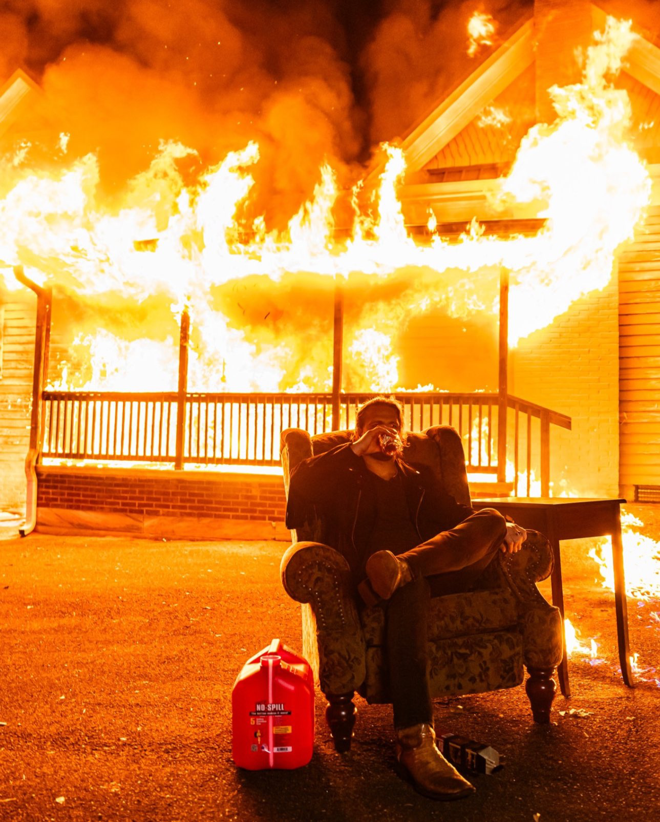 Adam Page burning house Blank Meme Template