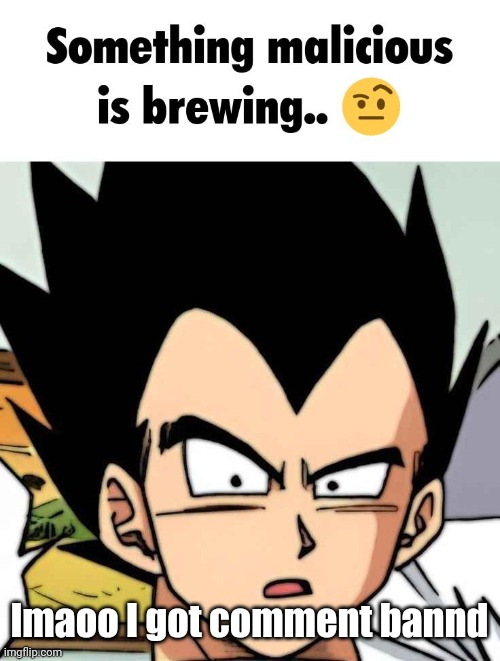 something malicious is brewing | lmaoo I got comment bannd | image tagged in something malicious is brewing | made w/ Imgflip meme maker