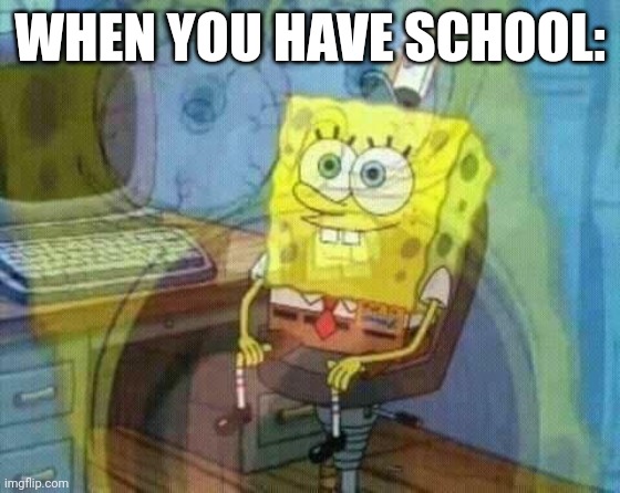 School meme | WHEN YOU HAVE SCHOOL: | image tagged in spongebob panic inside | made w/ Imgflip meme maker