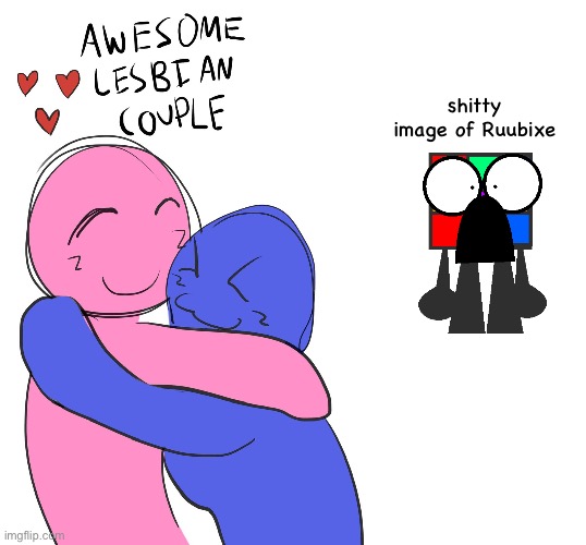 Awesome Lesbian Couple | shitty image of Ruubixe | image tagged in awesome lesbian couple | made w/ Imgflip meme maker