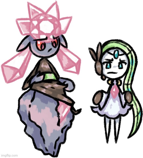 Meloetta and Diancie's Swapped clothes (Art by AmonusSussy) | made w/ Imgflip meme maker