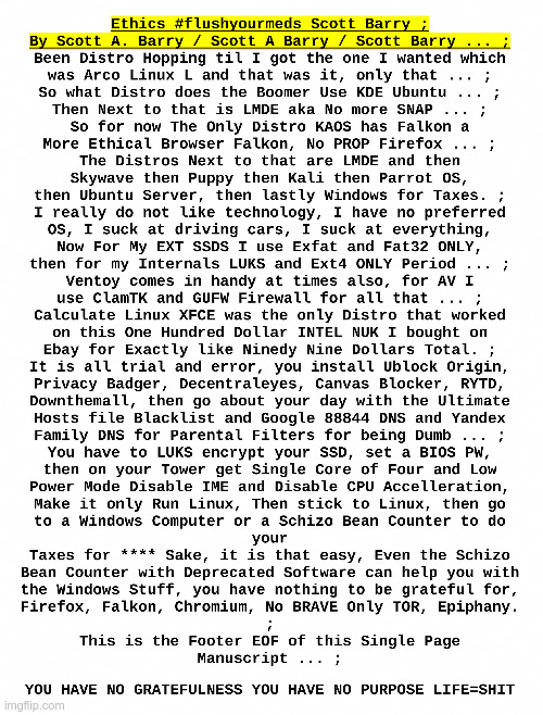 Ethics #flushyourmeds Scott Barry ; | image tagged in 1984,george orwell,computers,fbi,nwo,illuminati | made w/ Imgflip meme maker