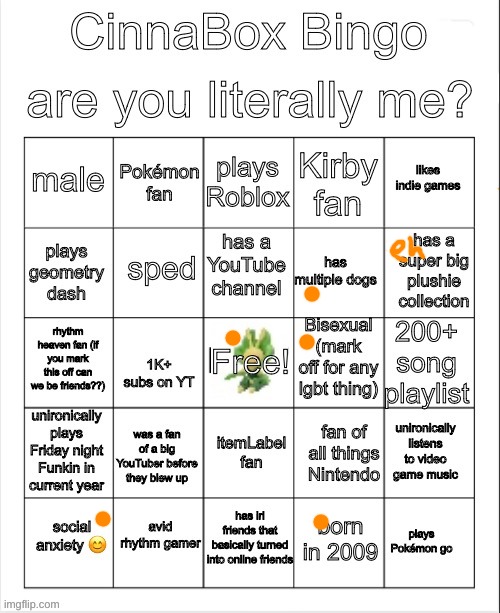 CinnaBox Bingo | image tagged in cinnabox bingo | made w/ Imgflip meme maker