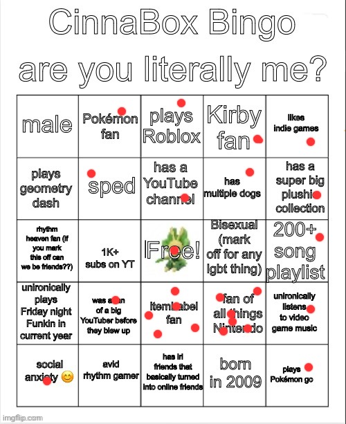 CinnaBox Bingo | image tagged in cinnabox bingo | made w/ Imgflip meme maker