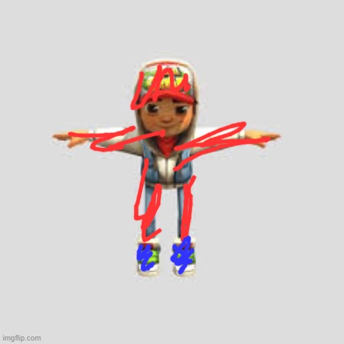 guys im quilt the puppy and this is my evil cool .exe subway surfers oc!! | image tagged in subway surfers t-pose | made w/ Imgflip meme maker