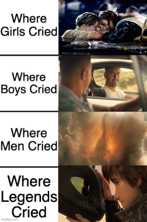 Sad movies | image tagged in where girls boys men and legends cried,how to train your dragon,fast and furious,jurassic park,jurassic world,movies | made w/ Imgflip meme maker