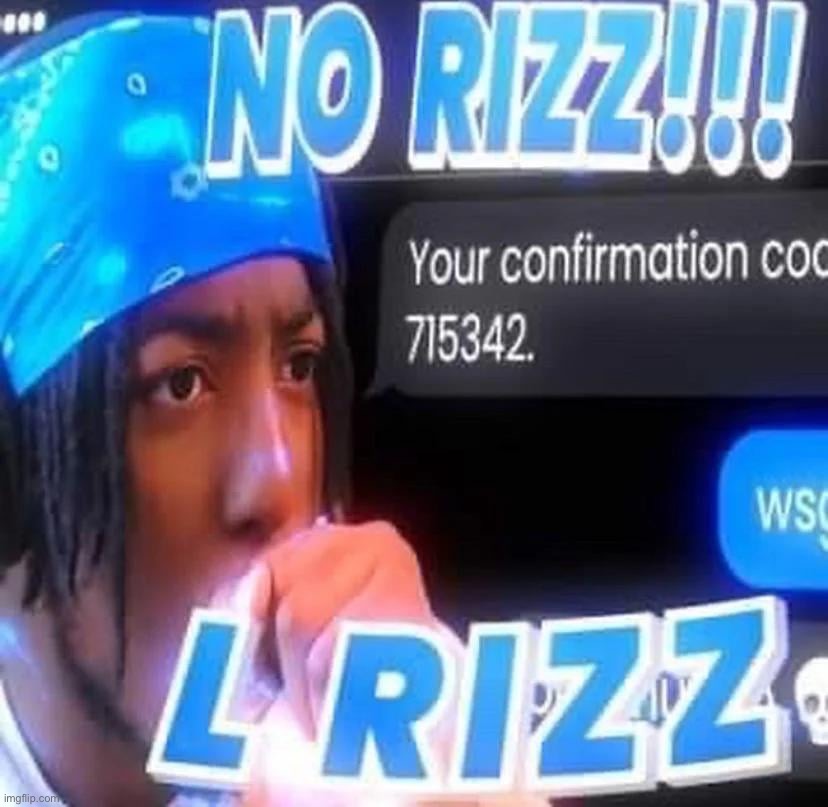 No rizz | image tagged in no rizz | made w/ Imgflip meme maker