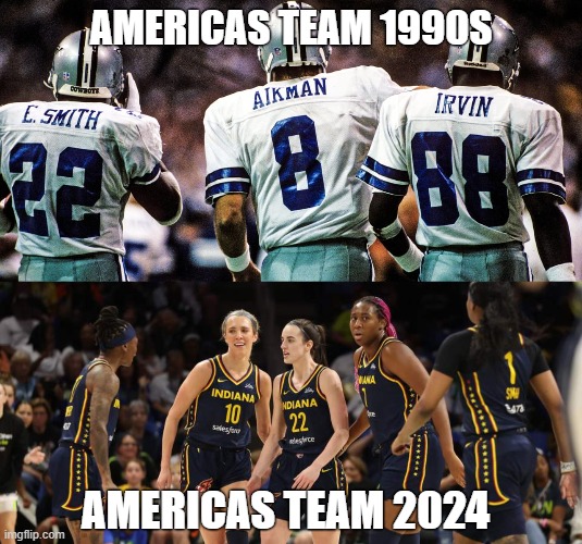 Indiana Fever - America's Team 2024 | AMERICAS TEAM 1990S; AMERICAS TEAM 2024 | image tagged in indiana fever,caitlin clark,wnba,americas team | made w/ Imgflip meme maker