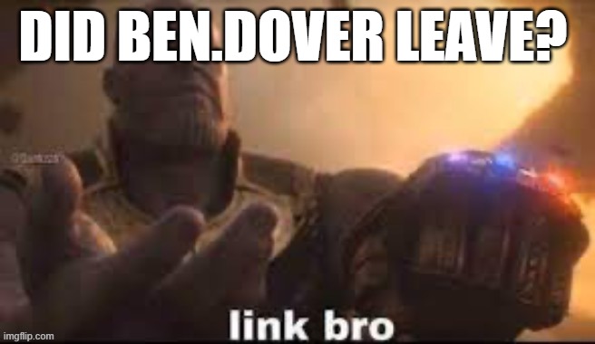 hes bio is "bye bye bye" and is not online for 10 hours | DID BEN.DOVER LEAVE? | image tagged in link bro | made w/ Imgflip meme maker