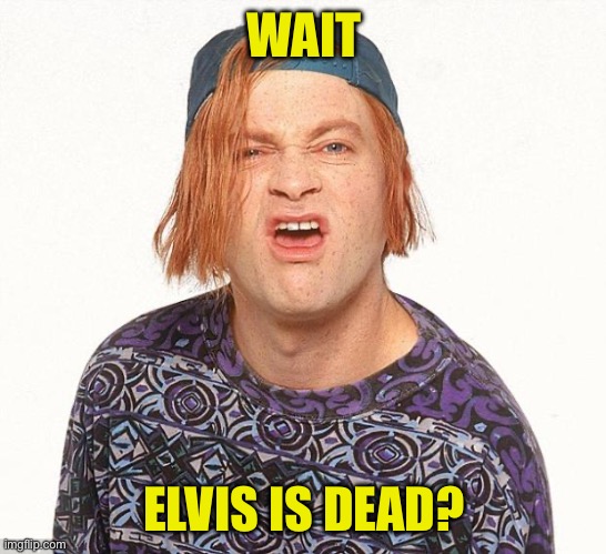 Kevin the teenager | WAIT ELVIS IS DEAD? | image tagged in kevin the teenager | made w/ Imgflip meme maker