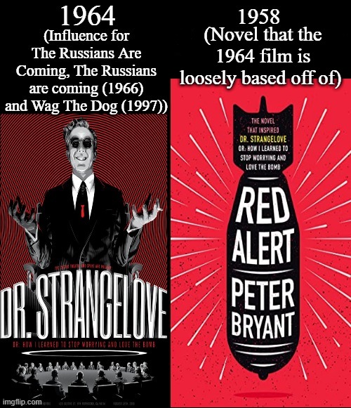 Dr.StrangeLove | (Novel that the 1964 film is loosely based off of) | image tagged in dr strangelove,red alert,peter george,peter bryant,george c scott,peter sellers | made w/ Imgflip meme maker