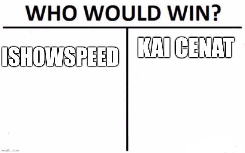 Who Would Win? | KAI CENAT; ISHOWSPEED | image tagged in memes,who would win | made w/ Imgflip meme maker