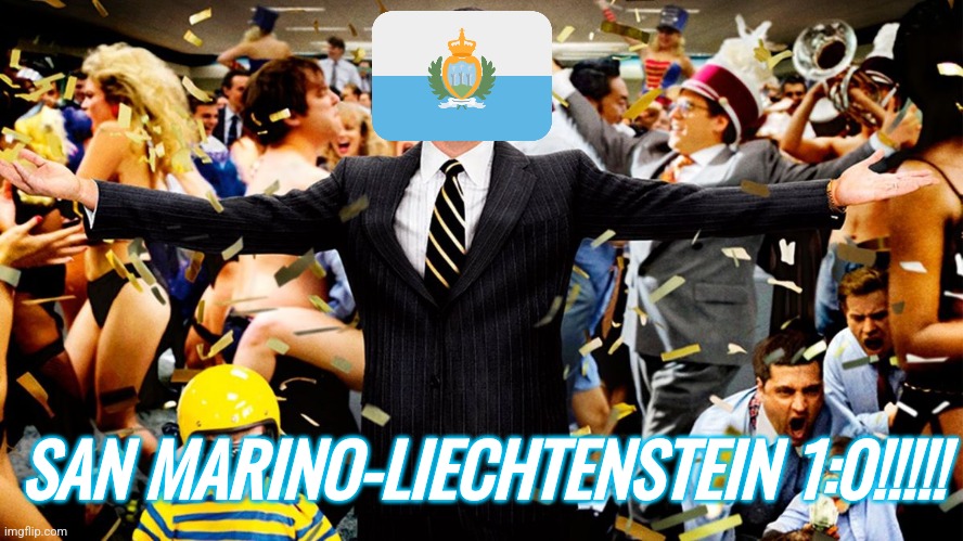 San Marino wins again!!!! | SAN MARINO-LIECHTENSTEIN 1:0!!!!! | image tagged in wolf party,san marino,futbol,soccer,sports | made w/ Imgflip meme maker