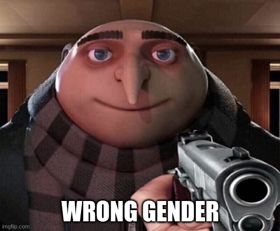 Gru Gun | WRONG GENDER | image tagged in gru gun | made w/ Imgflip meme maker