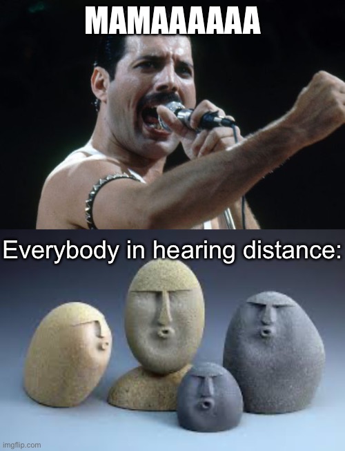 Bohemian Rhapsody | MAMAAAAAA; Everybody in hearing distance: | image tagged in freddie mercury,oof rocks,bohemian rhapsody,mama | made w/ Imgflip meme maker