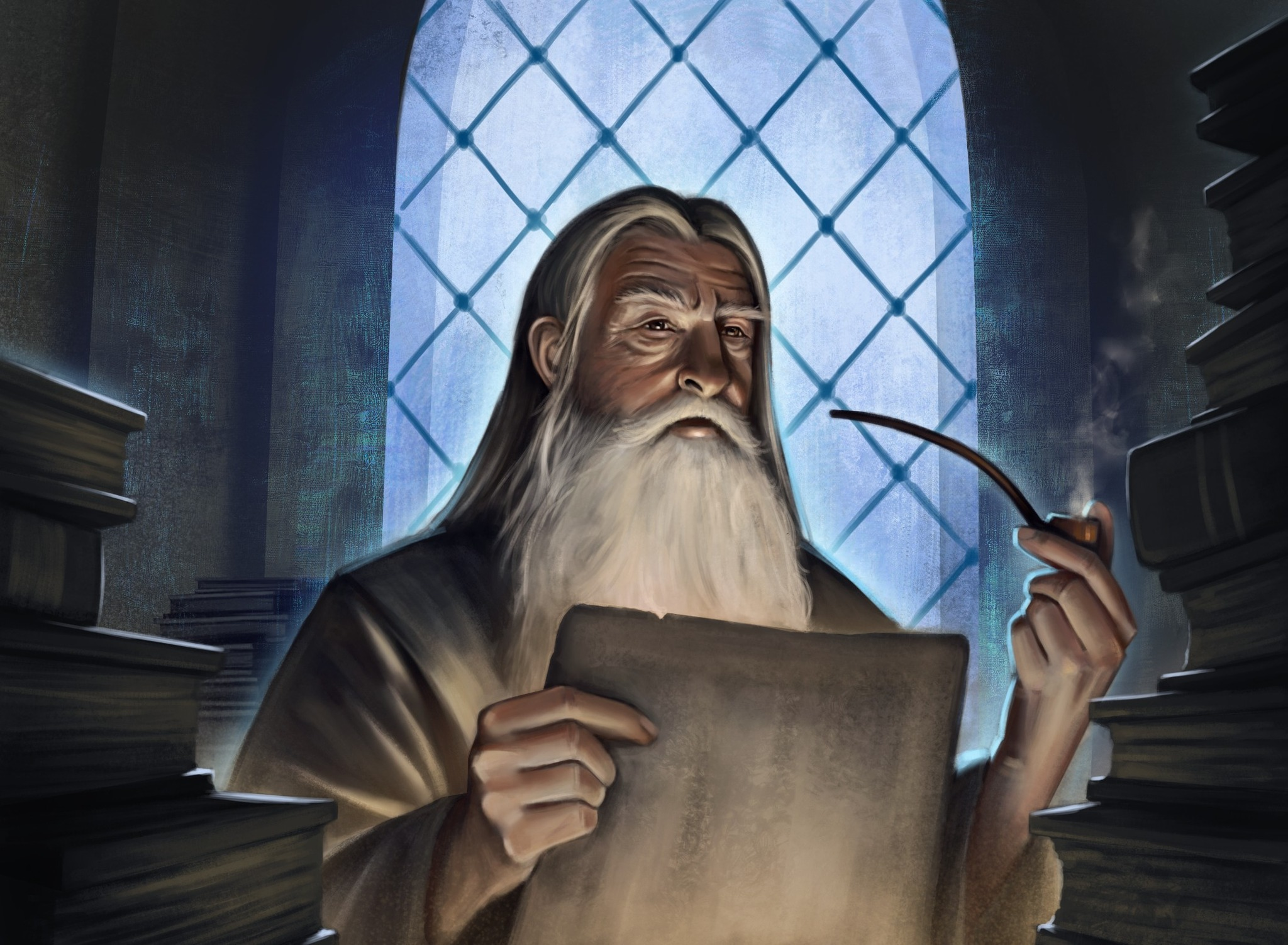 Gandalf studying Blank Meme Template