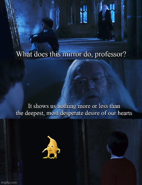 Harry potter mirror | image tagged in harry potter mirror,banan,banana,harry potter | made w/ Imgflip meme maker