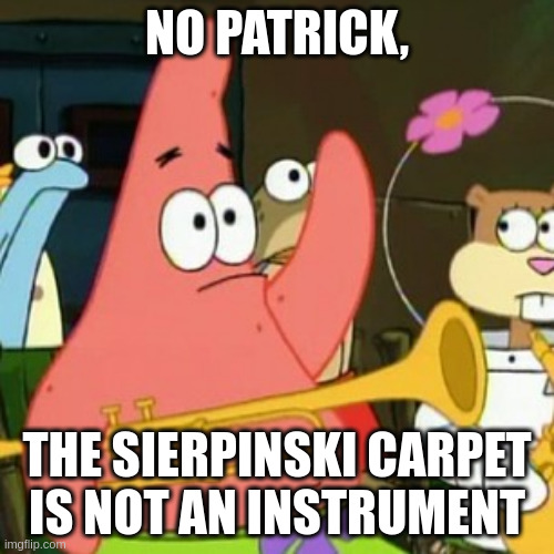 No Patrick | NO PATRICK, THE SIERPINSKI CARPET IS NOT AN INSTRUMENT | image tagged in memes,no patrick | made w/ Imgflip meme maker