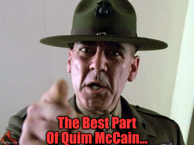 Gunny Ermey  R. Lee Ermey USMC | The Best Part Of Quim McCain... | image tagged in gunny ermey r lee ermey usmc | made w/ Imgflip meme maker