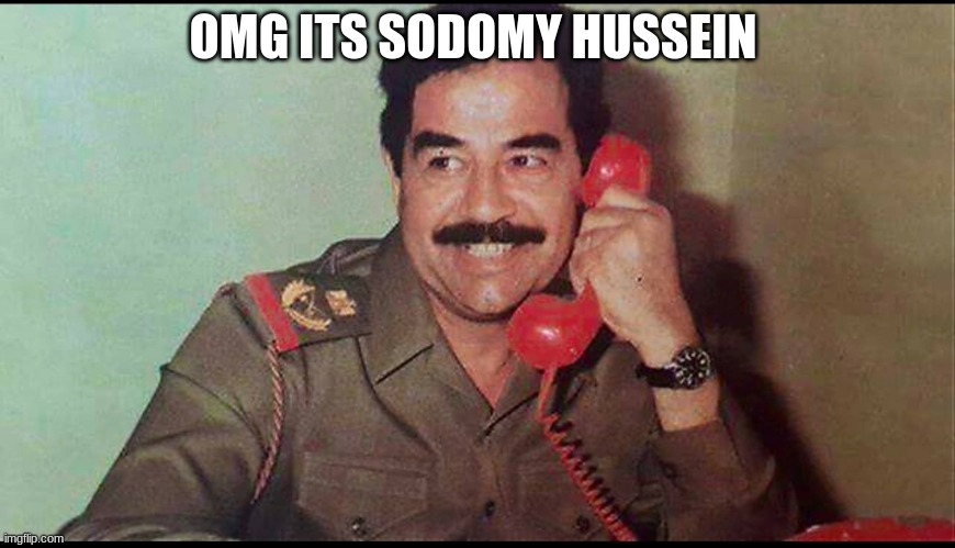 Saddam Hussein | OMG ITS SODOMY HUSSEIN | image tagged in saddam hussein | made w/ Imgflip meme maker