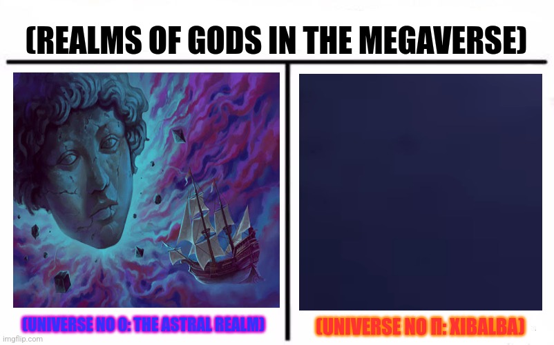 Who Would Win Blank | (REALMS OF GODS IN THE MEGAVERSE); (UNIVERSE NO 0: THE ASTRAL REALM); (UNIVERSE NO Π: XIBALBA) | image tagged in memes,god,world | made w/ Imgflip meme maker