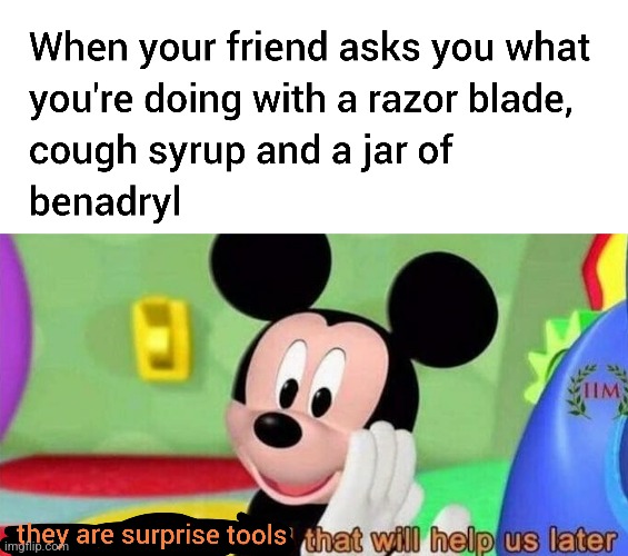 what can go wrong hmm | image tagged in mickey mouse,memes,dark humor | made w/ Imgflip meme maker